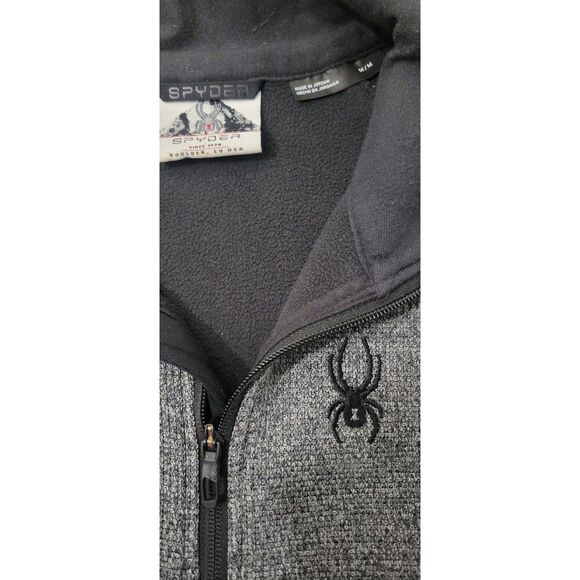 Spyder 1/4 Zip Pullover Sweater Size Medium Men's Gray & Black Fleece Lined - Picture 4 of 10